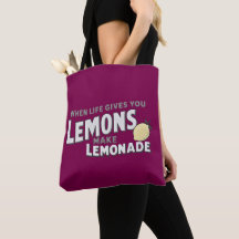 Positive Lemonade Quote Aesthetic Canvas Tote Bag