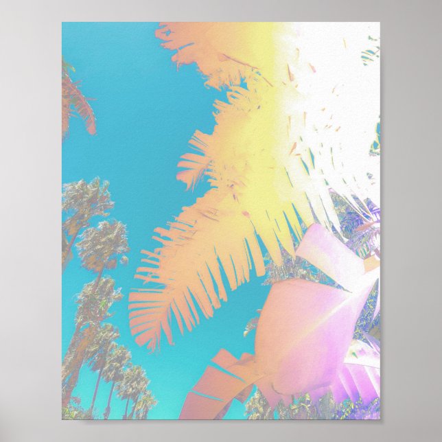 Positive Vibes Tropical Palm Trees Poster (Devant)