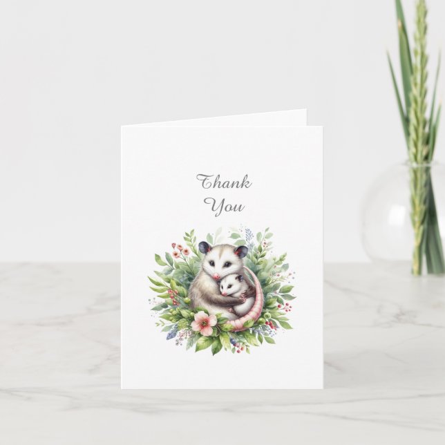 Possum Animaux Baby shower Merci Carte de note (Devant)