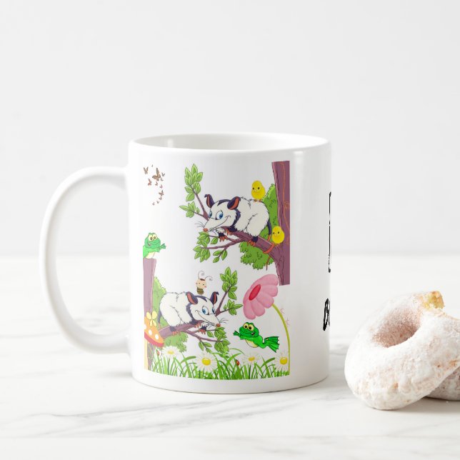 Possum Grenouille Florale Chicks Mug (Avec donut)