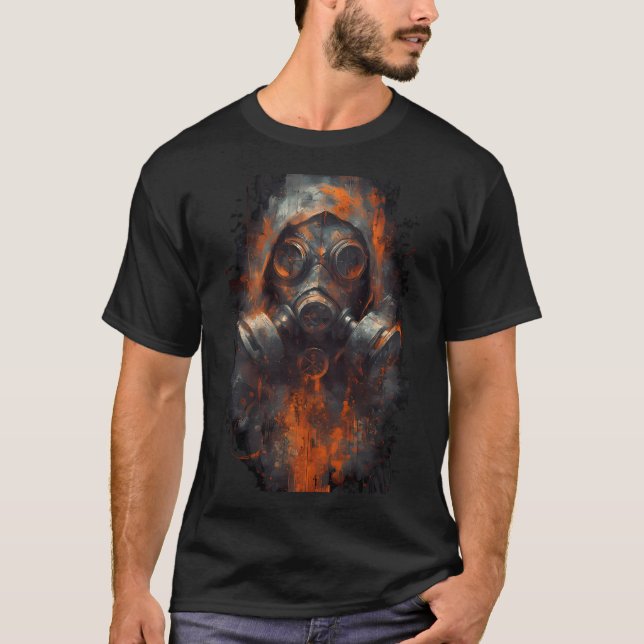 Post-Apocalyptic Gas Mask Dark Industrial T-Shirt (Devant)
