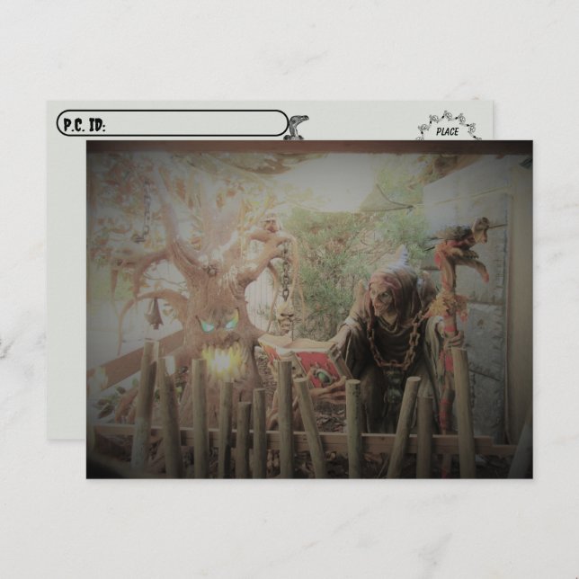 Post-croisement - Carte postale Halloween sorcière (Devant / Derrière)