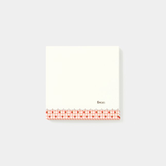 POST-IT® 文字　カスタマイズ　いちご　チェック　オレンジ　   (Devant)