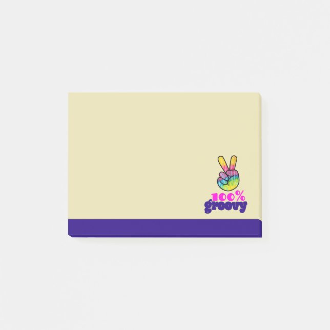 Post-it® 100% Groovy Rainbow Hand Peace Sign (Devant)