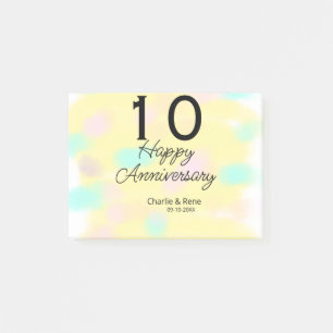 Post-it® 10 ans de mariage jaune pastel nom rétro bo