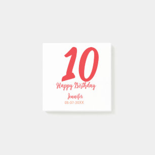 Post-it® 10e anniversaire ajouter nom date année rouge modè