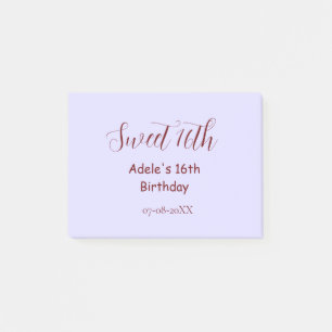 Post-it® 16e anniversaire doux nom pastel mauve rétro