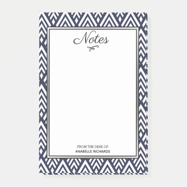 Post-it® 1920 Art Déco Blanc Arrowheads Marine Bleu (Devant)