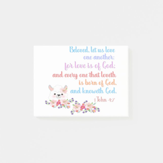 Post-it® 1Jean4:7 Verset biblique (Devant)