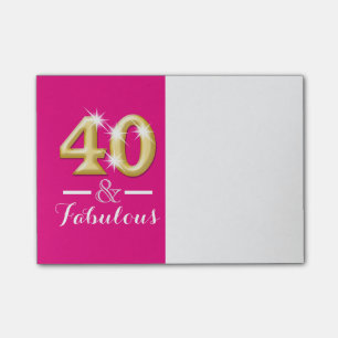 Post-it® 40 et anniversaire rose fabuleux d'or
