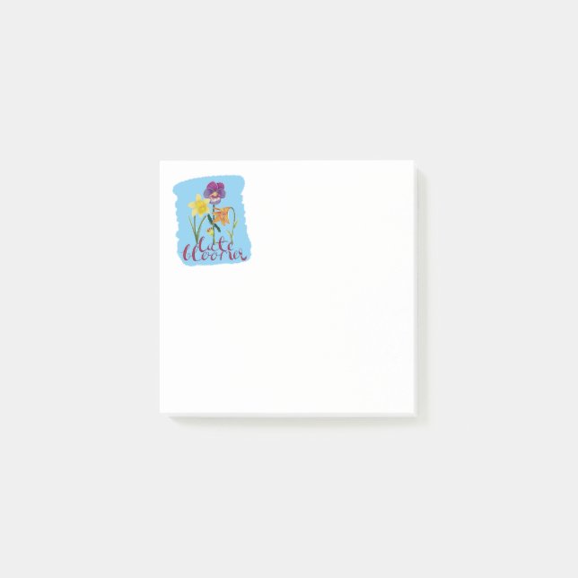 Post-it® 4 fleurs de printemps et d'été avec texte fantaisi (Devant)