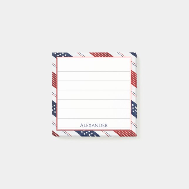 Post-it® 4 juillet | Motif Diagonal Stars & Stripes (Devant)