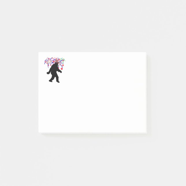 Post-it® 4 juillet Squatchin' avec feux d'artifice (Devant)