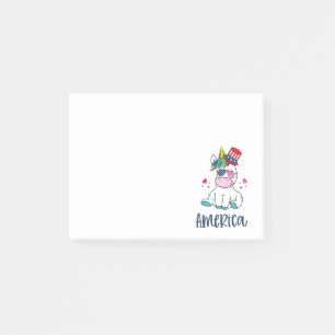 Post-it® 4 juillet Unicorne avec les États-Unis Drapeau lun