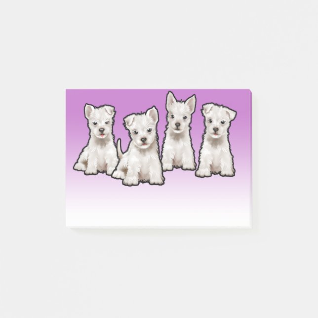 Post-it® 4 Pups mousseux violets larges de Westy Blocage de (Devant)