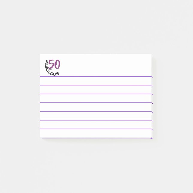 Post-it® "50 et fabuleux" | Typographie violet et noire (Devant)