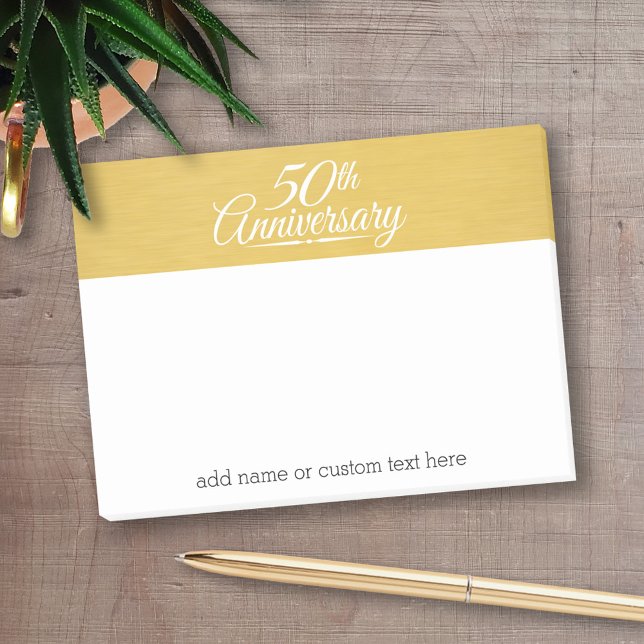 Post-it® 50e anniversaire du Mariage Golden personnalisé (Personalized Post-It Notes - add you name or other text)