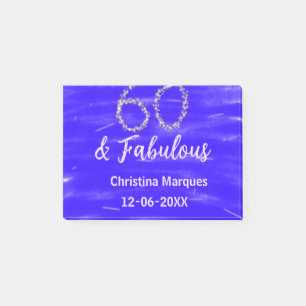 Post-it® 60 & fabuleux anniversaire bleu argent ajouter nom
