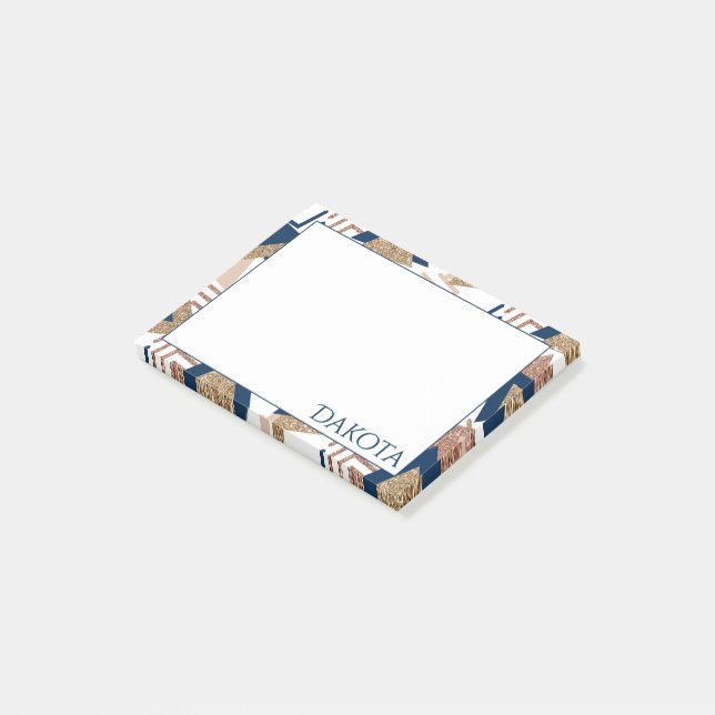 Post-it® 80s Abstrait tendance | Marine et Rose Gold Custom (Incliné)