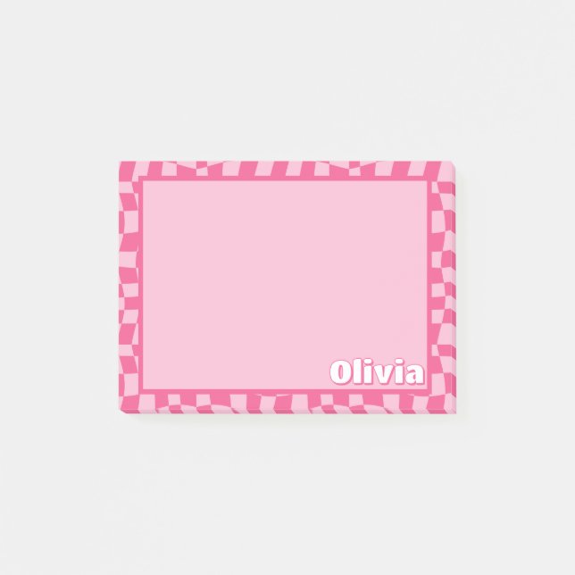 Post-it® À damiers rose preppy (Devant)