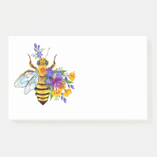 Post-it® Abeille à fleurs avec plantes sauvages (Devant)