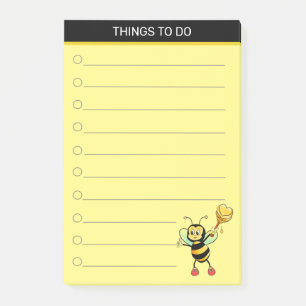 Post-it® Abeille à miel mignonne moderne sur fond noir et j