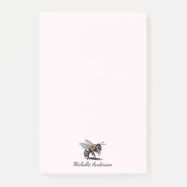 Post-it® Abeille Rose Personnalisée Moderne et Branchée (Devant)
