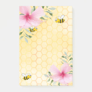Post-it® Abeilles mûres jaunes fleurs tropicales roses