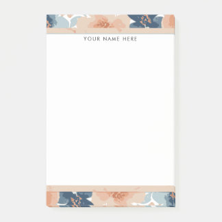 Post-it® Abstract Blue, Peach, Orange Floral