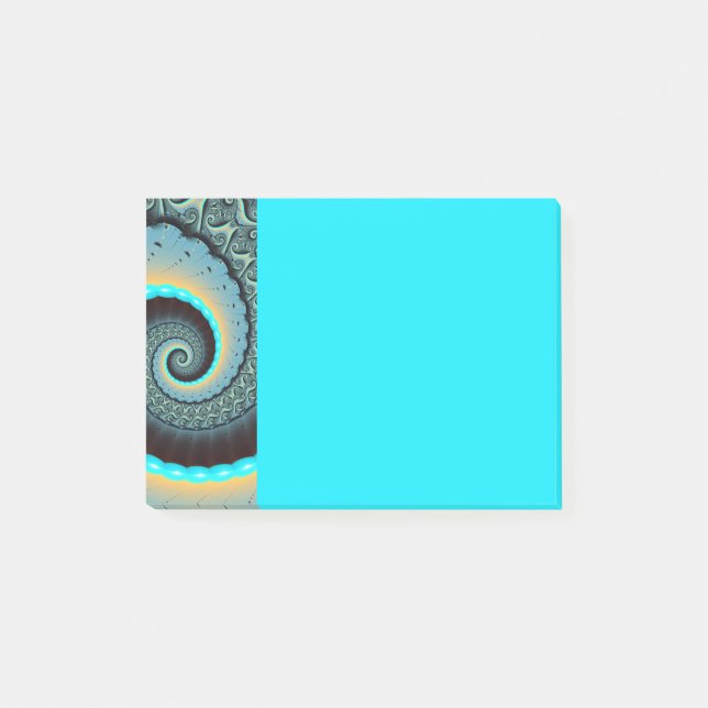 Post-it® Abstract Blue Turquoise Orange Fractal Art Spiral (Devant)