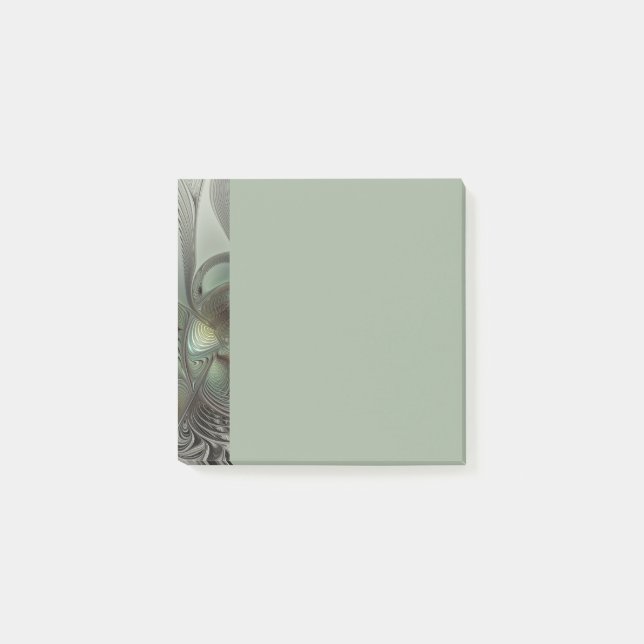 Post-it® Abstract Olive Sage Green Gray Fractal Art Fantasy (Devant)