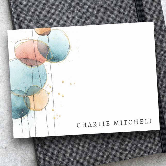 Post-it® Abstract shapes and lines blue pink terracotta (Abstract shapes and lines blue pink terracotta post-it notes)