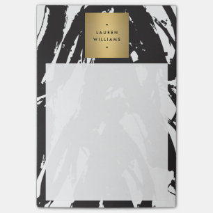 Post-it® Abstrait Brosse noire avec logo Gold Name