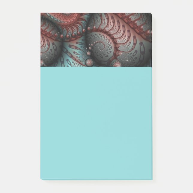 Post-it® Abstrait Fantaisie Vive Art Fractal Brun Bleu (Devant)