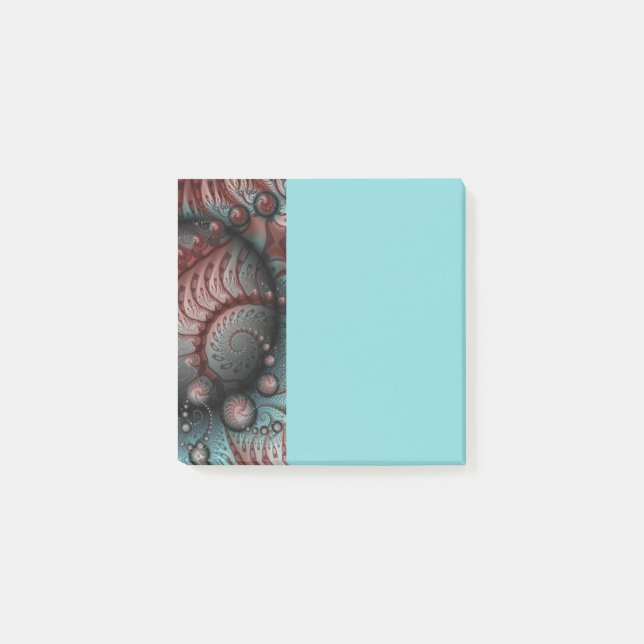 Post-it® Abstrait Fantaisie Vive Art Fractal Brun Bleu (Devant)