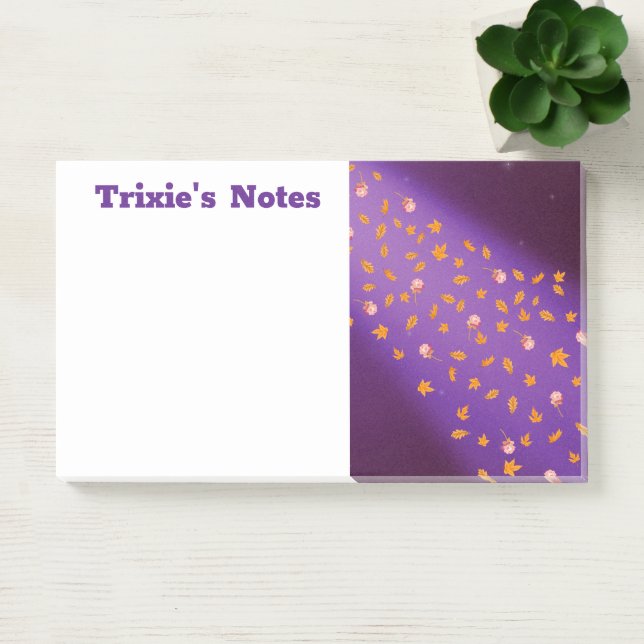 Post-it® Abstrait lune feuilles d'automne roses (Bureau)