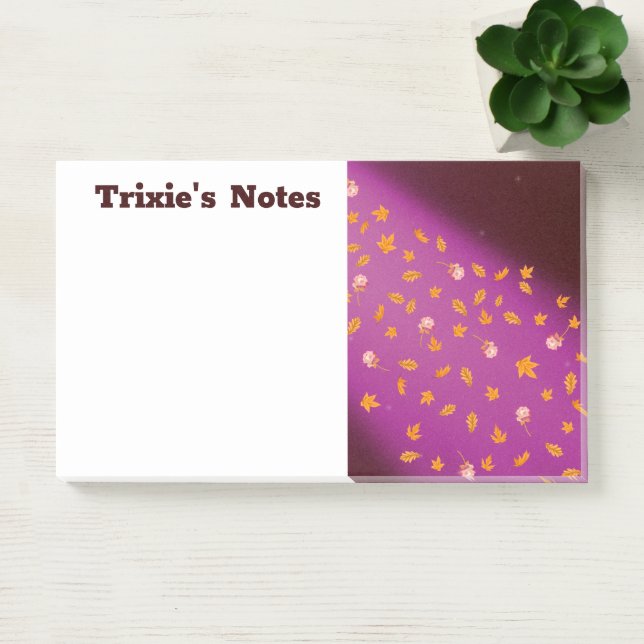 Post-it® Abstrait lune feuilles d'automne roses (Bureau)