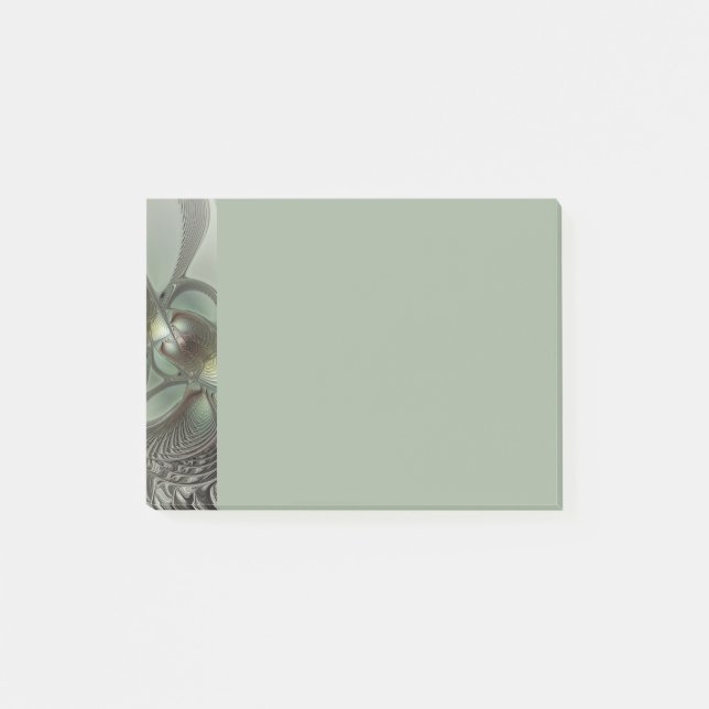 Post-it® Abstrait Olive Sage Vert Gris Art Fractal Fantasti (Devant)