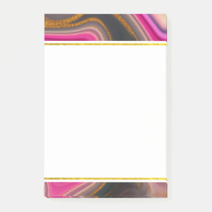 Post-it® Abstrait rose et noir avec perruques d'or