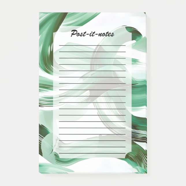 Post-it® Abstrait Traits de Pinceau Vert Minimal Moderne (Devant)