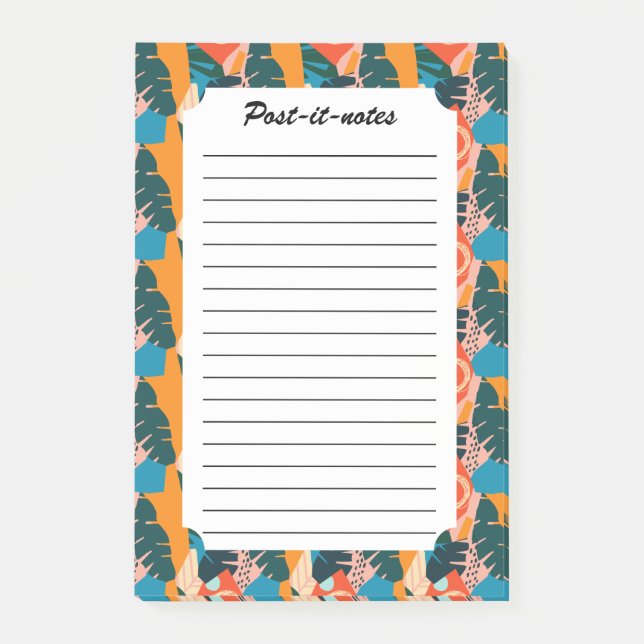 Post-it® Abstraits Feuilles tropicaux d'été Orange (Devant)