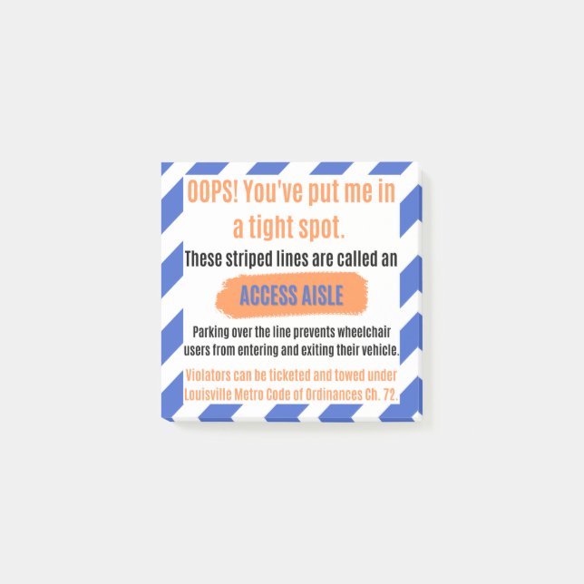 Post-it® Accéder à l'autocollant Aisle pour Louisville, Ken (Devant)