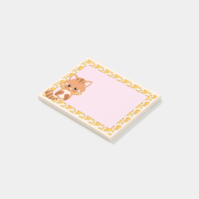 Post-it® Adorable chaton tigre orange tabby (Incliné)