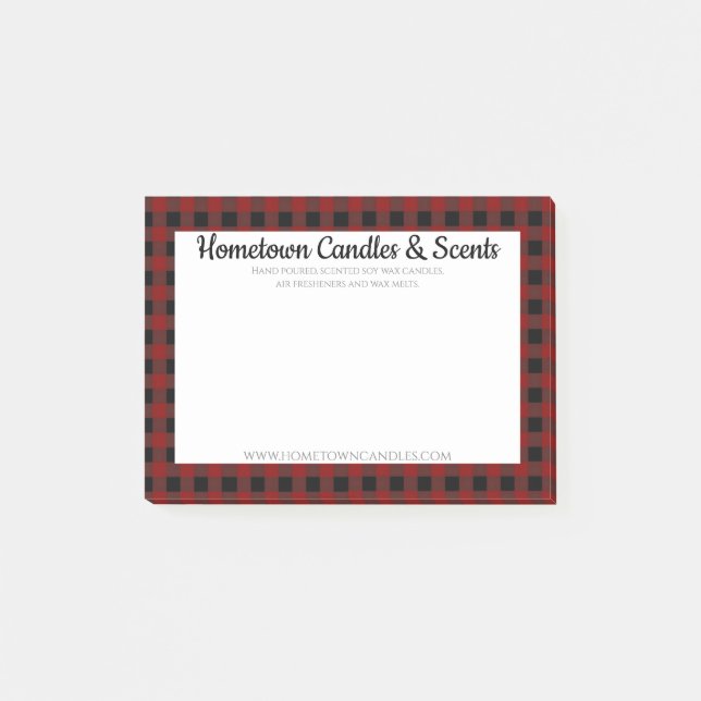 Post-it® Affaires rustiques de plaid de Buffalo rouge et (Devant)