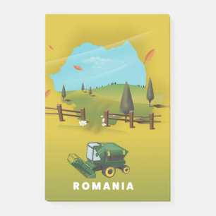 Post-it® Affiche de carte illustrée de la Roumanie.