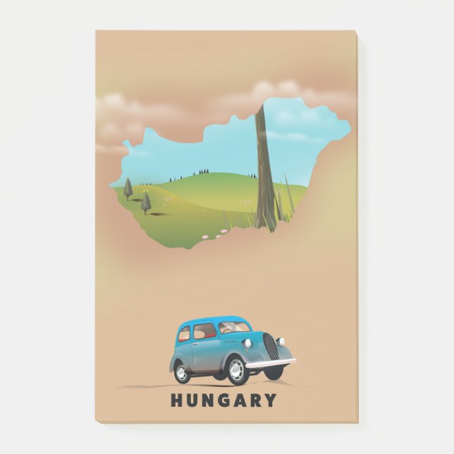 Post-it® Affiche de voyage carte illustrée de Hongrie (Devant)