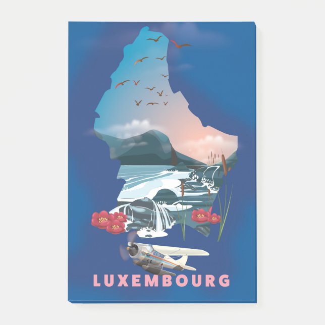 Post-it® Affiche de voyage illustrée de la carte du Luxembo (Devant)