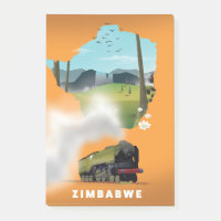 Affiche de voyage illustrée de la carte du Zimbabw