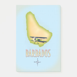 Post-it® Affiche de voyage vintage carte de la Barbade.