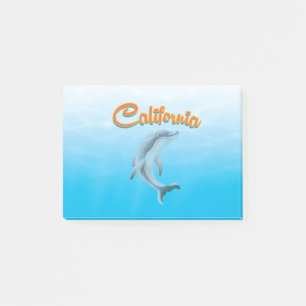 Post-it® Affiche de voyage vintage dauphin Californie